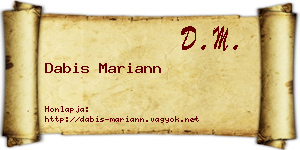 Dabis Mariann névjegykártya
